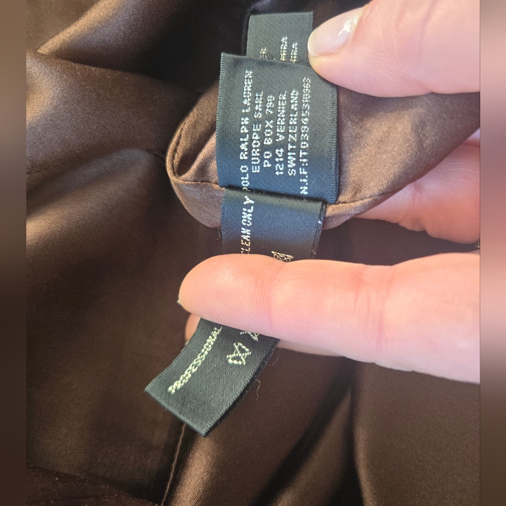 Elegant Ralph Lauren Wool Cashmere Brown Sleeveless Midi Dress w. Leather Sz. 4 - Picture 11 of 14